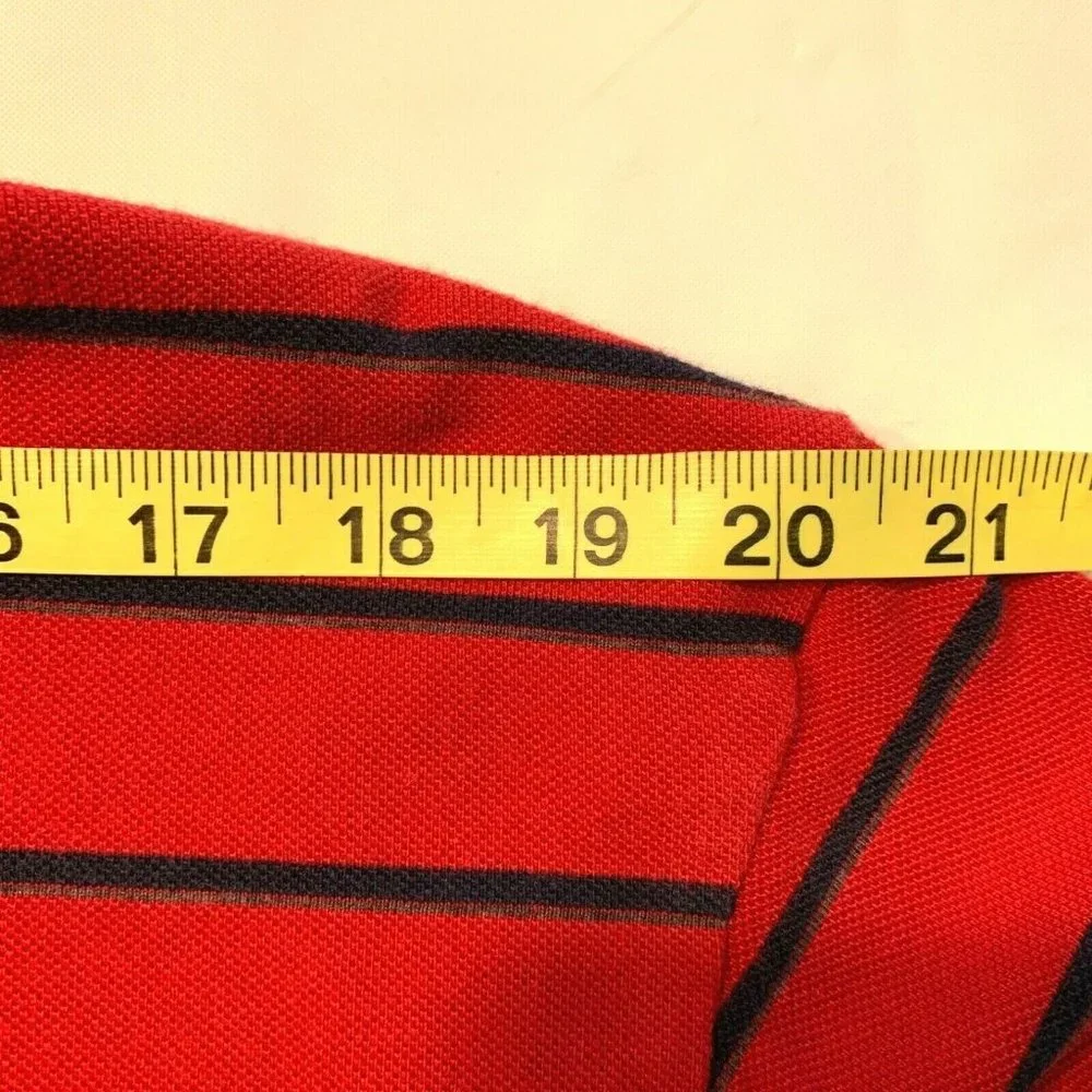 Vintage Polo Ralph Lauren Polo Shirt Long Sleeve Striped Red Black Pony XL EUC‎